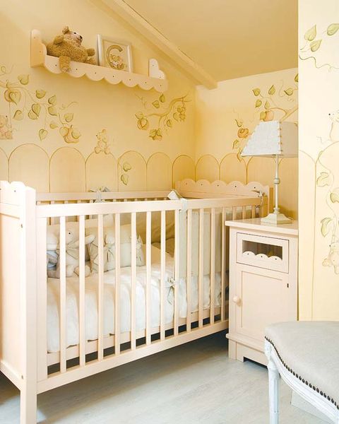 Product, Room, Yellow, Property, Interior design, Floor, Furniture, Nursery, Infant bed, Wall, 