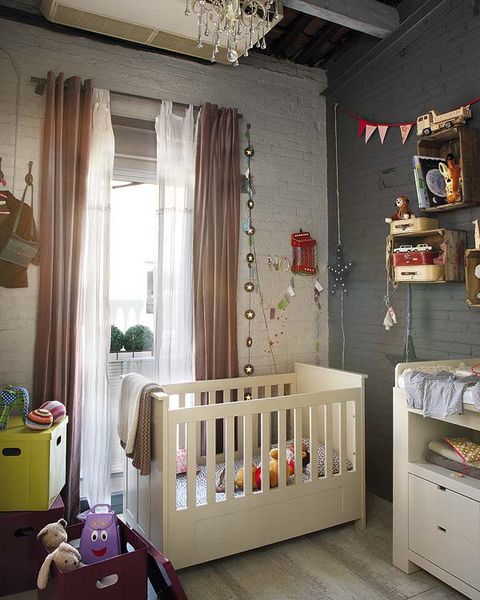 Room, Interior design, Infant bed, Nursery, Ceiling, Floor, Interior design, Shelving, Baby Products, Baby toys, 