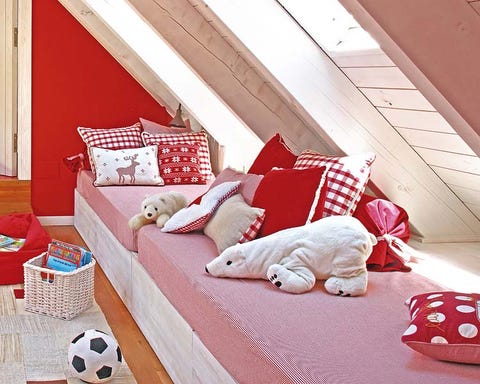 Room, Interior design, Red, Home, Carnivore, Carmine, Interior design, Dice, Toy, Stuffed toy, 
