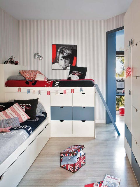 Interior design, Room, Red, Interior design, Cabinetry, Home, Drawer, Cupboard, Display device, Chest of drawers, 