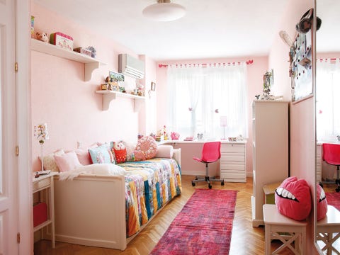 Room, Floor, Interior design, Flooring, Textile, Home, Pink, Furniture, Ceiling, Light fixture, 