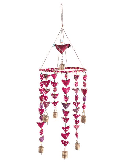 Product, Pink, Magenta, Light fixture, Violet, Wind chime, Chime, Bird supply, Ceiling fixture, Pet supply, 