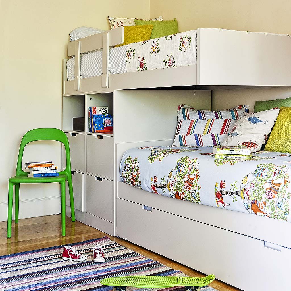 Dormitorio infantil para hermanos con librería - Envío Gratis