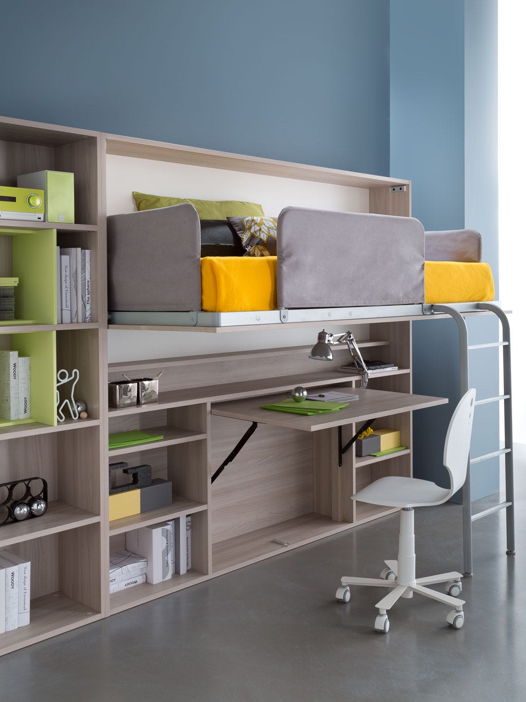 dormitorio juvenil con cama abatible