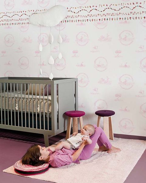 Product, Room, Pink, Comfort, Nursery, Bed frame, Peach, Bedroom, Wallpaper, Baby Products, 