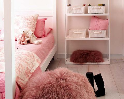 Room, Product, Interior design, Textile, Pink, Bedroom, Linens, Bedding, Flooring, Floor, 