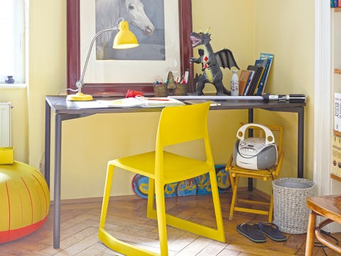 Yellow, Room, Furniture, Table, Bag, Interior design, Shelving, Luggage and bags, Shelf, Interior design, 