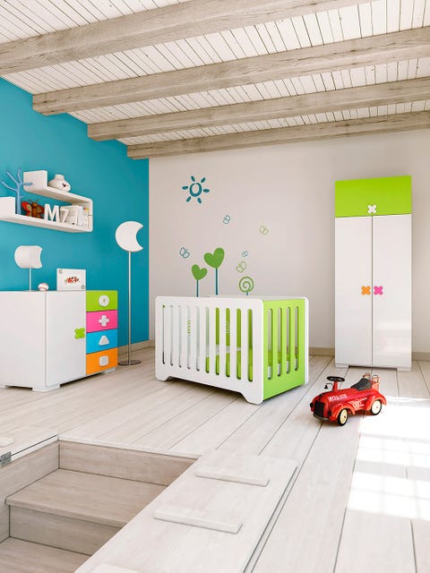 Floor, Room, Interior design, Flooring, Wall, Ceiling, Nursery, Turquoise, Toy vehicle, Toy, 