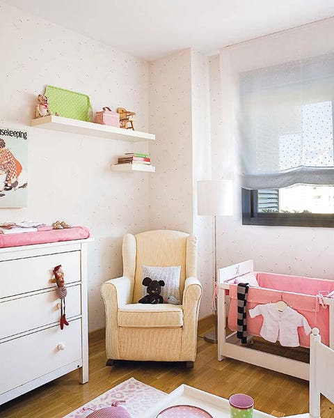 Room, Interior design, Wood, Textile, Wall, Home, Furniture, Drawer, Floor, Pink, 