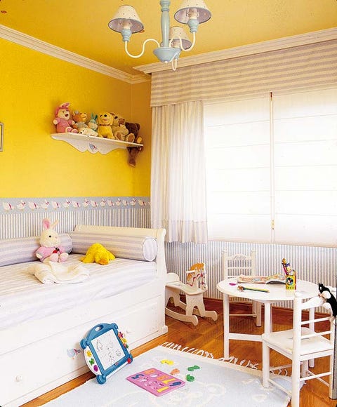 Room, Interior design, Yellow, Textile, Wall, Furniture, Ceiling, Interior design, Light fixture, Home, 