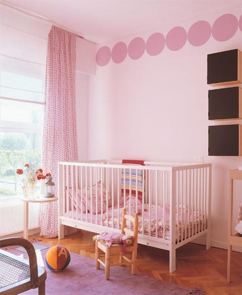 Product, Room, Infant bed, Wood, Interior design, Pink, Nursery, Peach, Bed, Baby Products, 