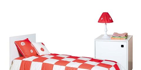 Bed, Product, Room, Bedding, Red, Bedroom, Textile, Orange, Bed sheet, Furniture, 