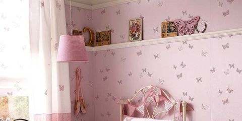 Bed, Room, Interior design, Bedding, Textile, Bedroom, Wall, Bed sheet, Pink, Linens, 