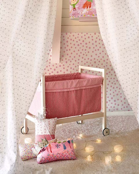 Textile, Interior design, Floor, Interior design, Linens, Bag, Window treatment, Curtain, Peach, Home accessories, 