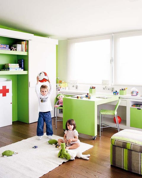 Room, Green, Floor, Interior design, Child, Flooring, Home, Shelf, Shelving, Toddler, 