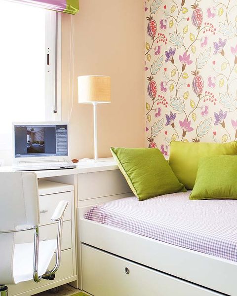 Room, Product, Yellow, Interior design, Green, Textile, Wall, Laptop part, Linens, Bedding, 