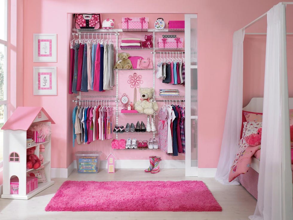Pink, Room, Furniture, Bedroom, Interior design, Shelf, Toy, Decoration, Bed, House, 