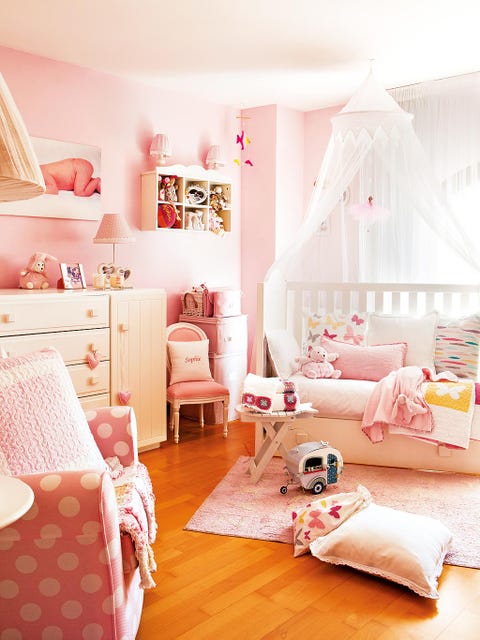 Room, Interior design, Home, Textile, Bedding, Furniture, Peach, Pink, Bedroom, Floor, 