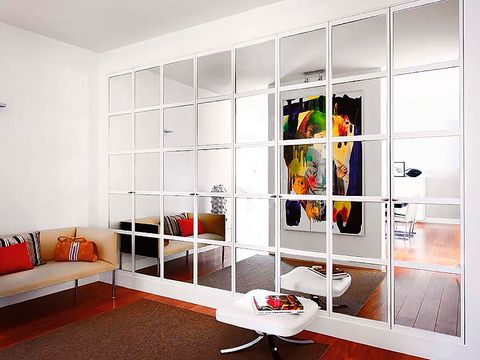 Room, Interior design, Wall, Glass, Floor, Couch, Flooring, Ceiling, Fixture, Shelving, 