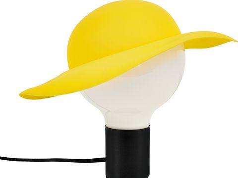 Yellow, Headgear, Costume accessory, Costume hat, Cricket cap, Plastic, 