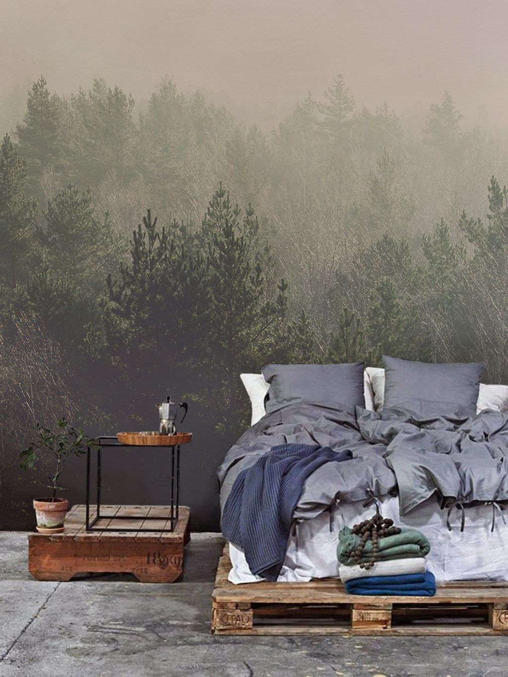 Wood, Linens, Bedding, Bed sheet, Grey, Bedroom, Home, Pillow, Bed, Twig, 