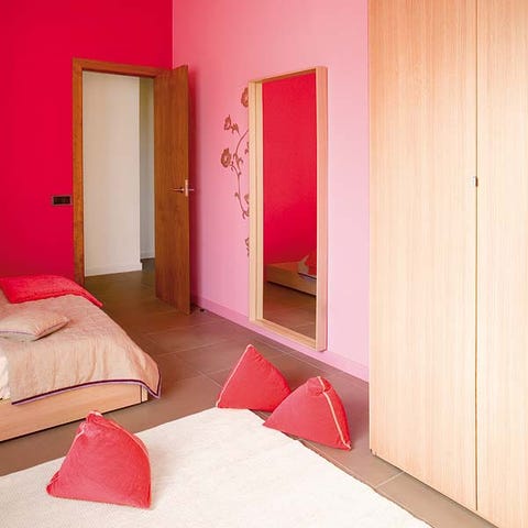 Wood, Room, Red, Floor, Wall, Interior design, Flooring, Pillow, Orange, Fixture, 