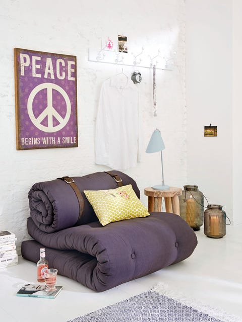 Room, Textile, Purple, Interior design, Bedding, Wall, Linens, Bedroom, Bed sheet, Pillow, 