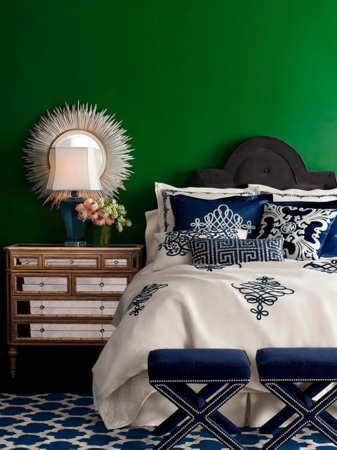 Blue, Room, Chest of drawers, Drawer, Linens, Bedroom, Cabinetry, Bedding, Bed sheet, Lamp, 