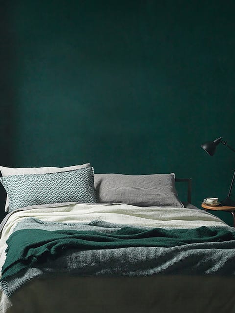 Textile, Room, Bedding, Linens, Bedroom, Bed sheet, Bed, Teal, Pillow, Grey, 