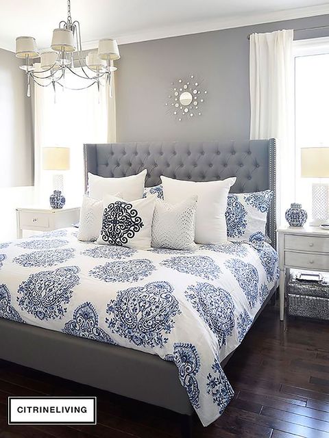 Blue, Interior design, Bed, Room, Floor, Property, Wall, Bedding, Textile, Bed sheet, 