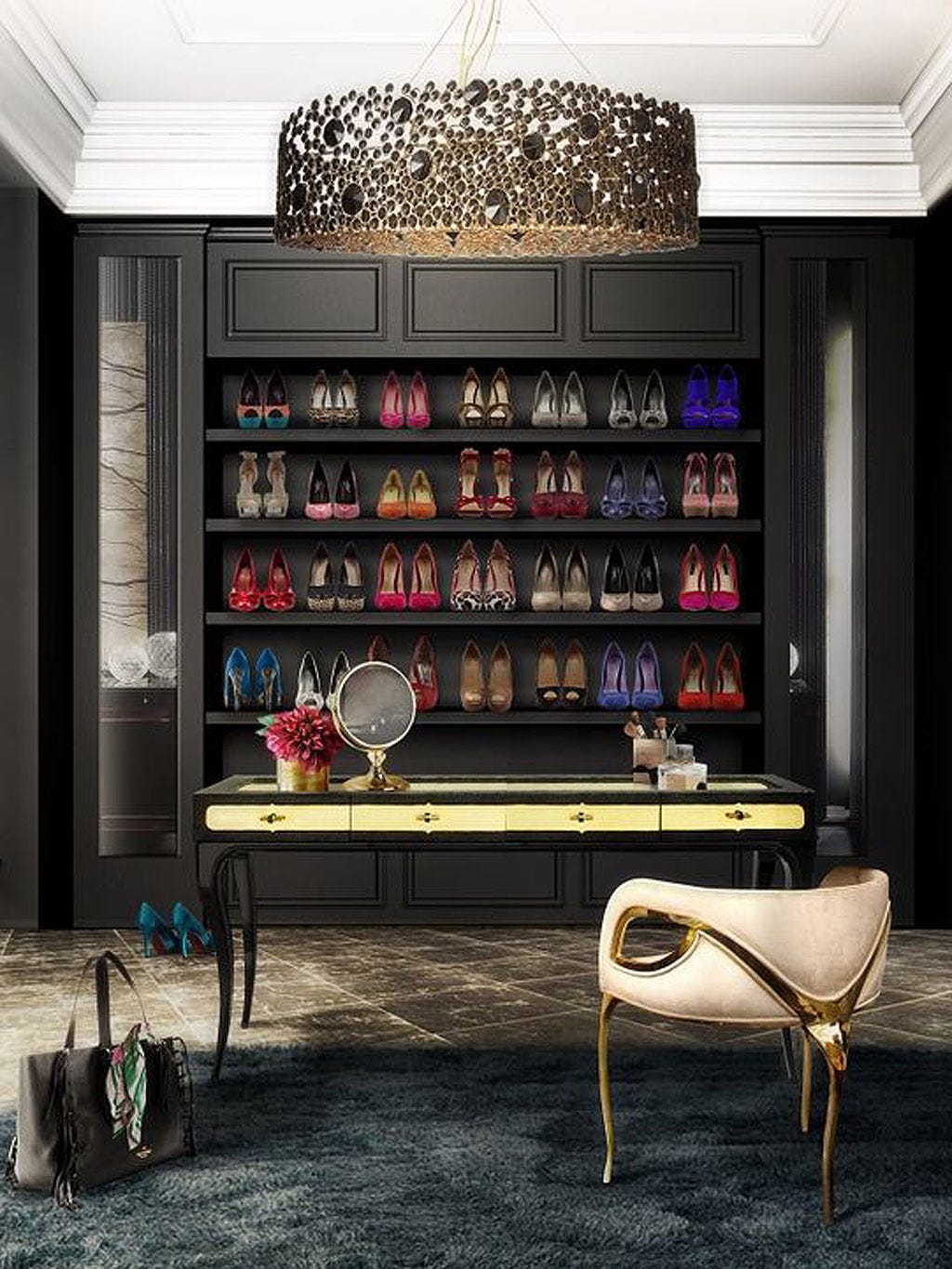vestidor elegante con armario para zapatos