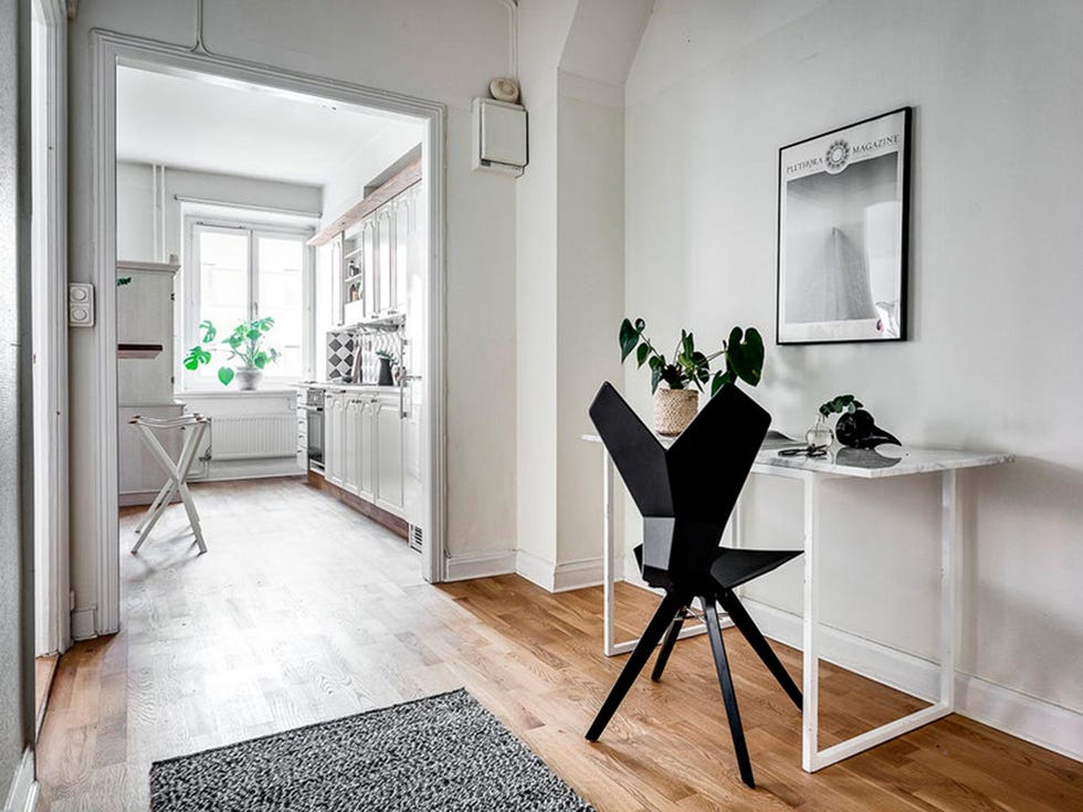 White, Room, Interior design, Furniture, Property, Floor, Green, Black-and-white, Building, House, 