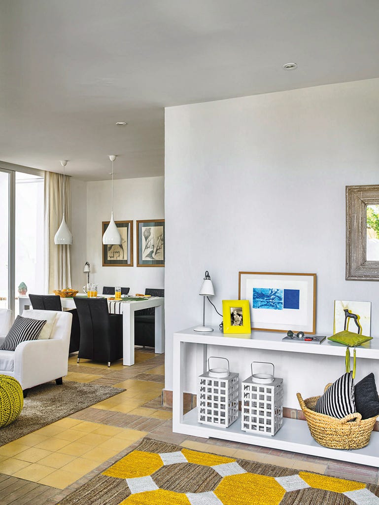 Room, Yellow, Interior design, Floor, Flooring, Wall, Ceiling, Interior design, Fixture, Picture frame, 