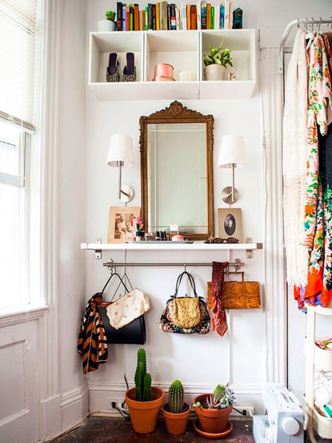 Room, Interior design, Flowerpot, Orange, Interior design, Mirror, Houseplant, Peach, Still life photography, Shelving, 