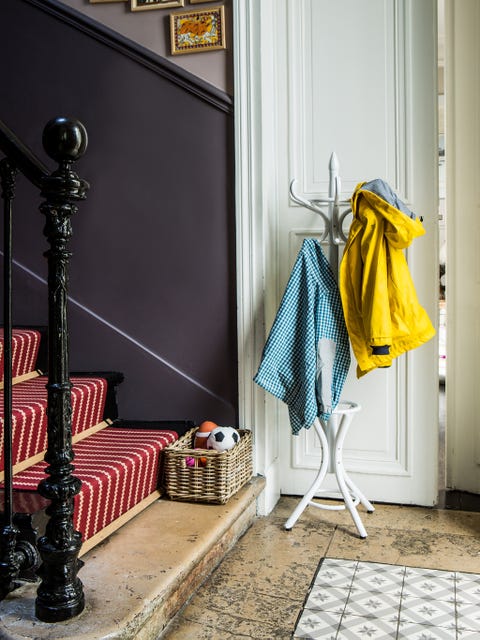 Room, Floor, Flooring, Interior design, Fixture, Clothes hanger, Teal, Interior design, Door, Home accessories, 
