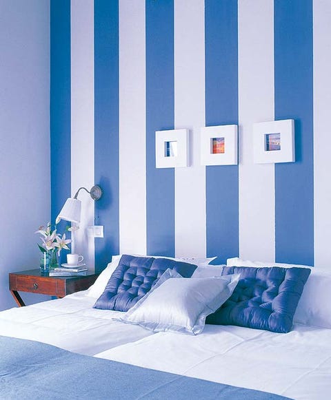 Blue, Room, Interior design, Textile, Wall, Linens, Bedding, Pillow, Bed, Bedroom, 