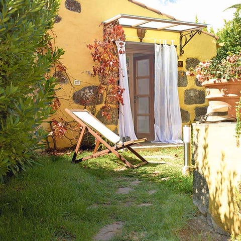 Door, House, Backyard, Garden, Yard, Shade, Outdoor furniture, Paint, Lawn, Village, 