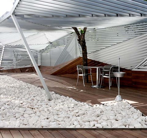 Wood, Floor, Flooring, Shade, Hardwood, Outdoor table, Design, Outdoor furniture, Wood flooring, Outdoor structure, 