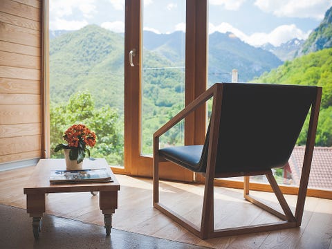 Wood, Flowerpot, Furniture, Floor, Flooring, Room, Table, Hardwood, Mountain range, Interior design, 