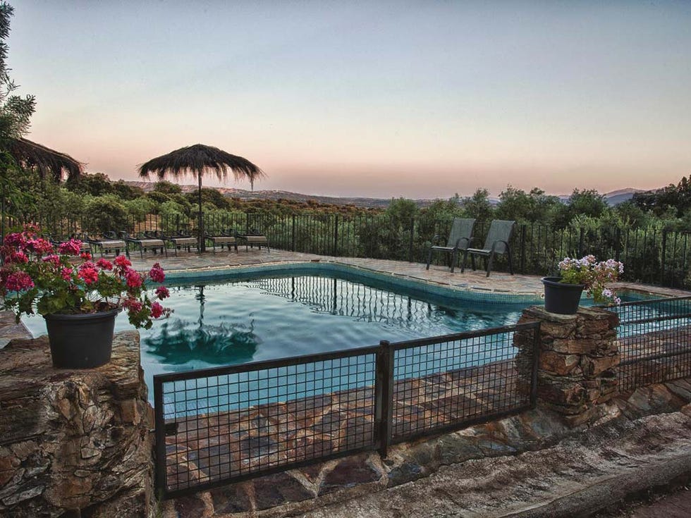 Swimming pool, Property, Sky, Real estate, Home, Building, Vacation, Tree, House, Backyard, 