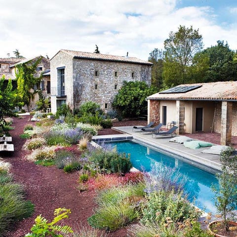 Plant, Swimming pool, Property, Shrub, Residential area, Real estate, Garden, House, Villa, Home, 