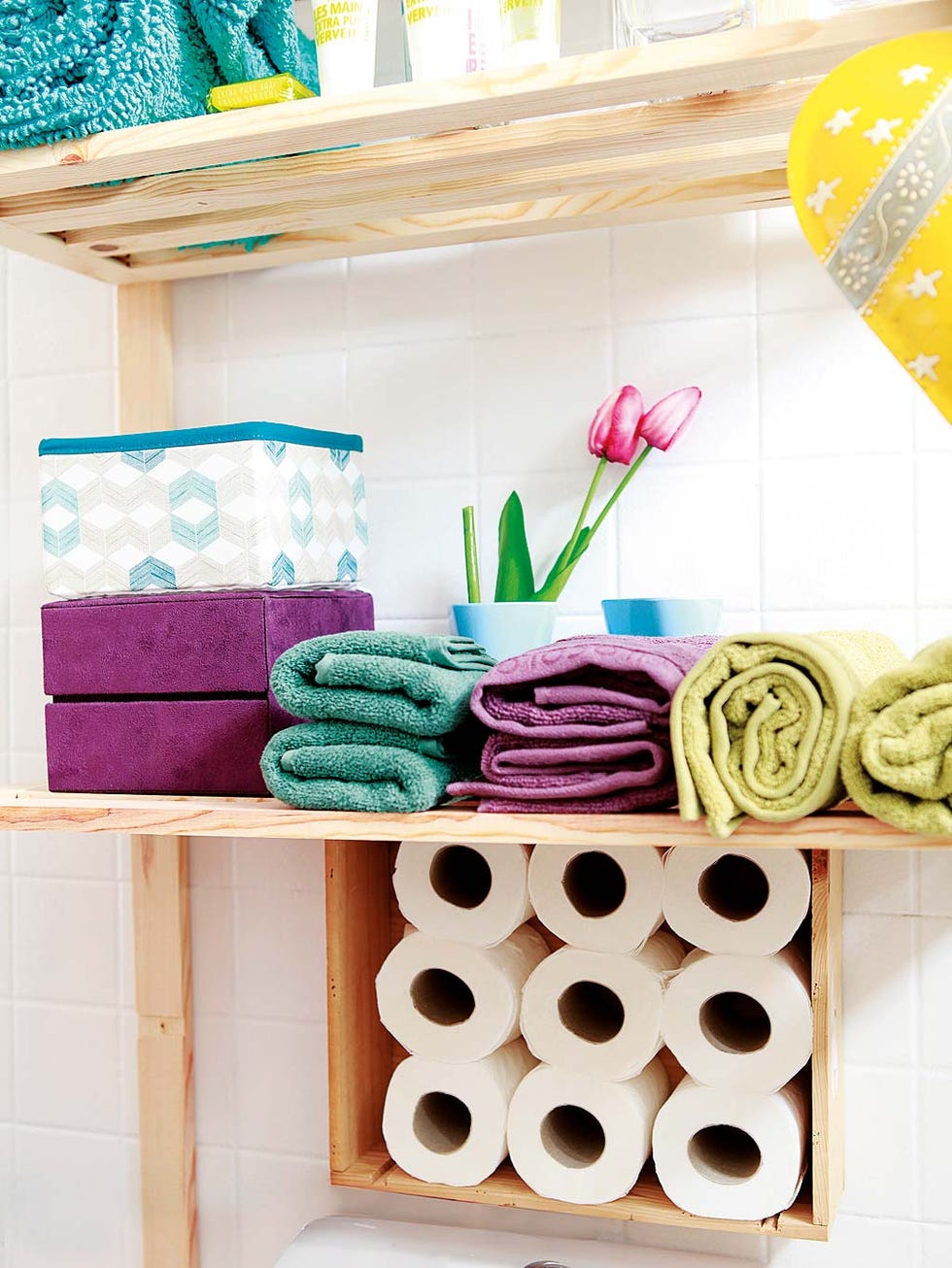 Shelf, Room, Textile, Furniture, Crochet, Table, Linens, Interior design, Shelving, 