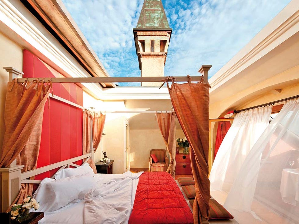 Bed, Bedroom, Room, Property, Ceiling, Canopy bed, Furniture, Building, Interior design, House, 