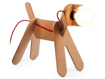 lámpara de mesa con forma de perro get out natural, de eno studio