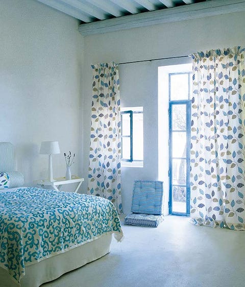 Blue, Room, Interior design, Floor, Textile, Wall, Ceiling, Linens, Flooring, Teal, 