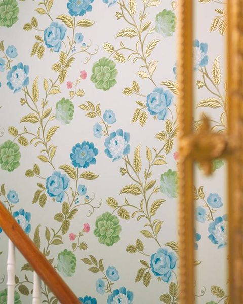 Aqua, Green, Turquoise, Wallpaper, Teal, Pattern, Room, Textile, Plant, Wildflower, 