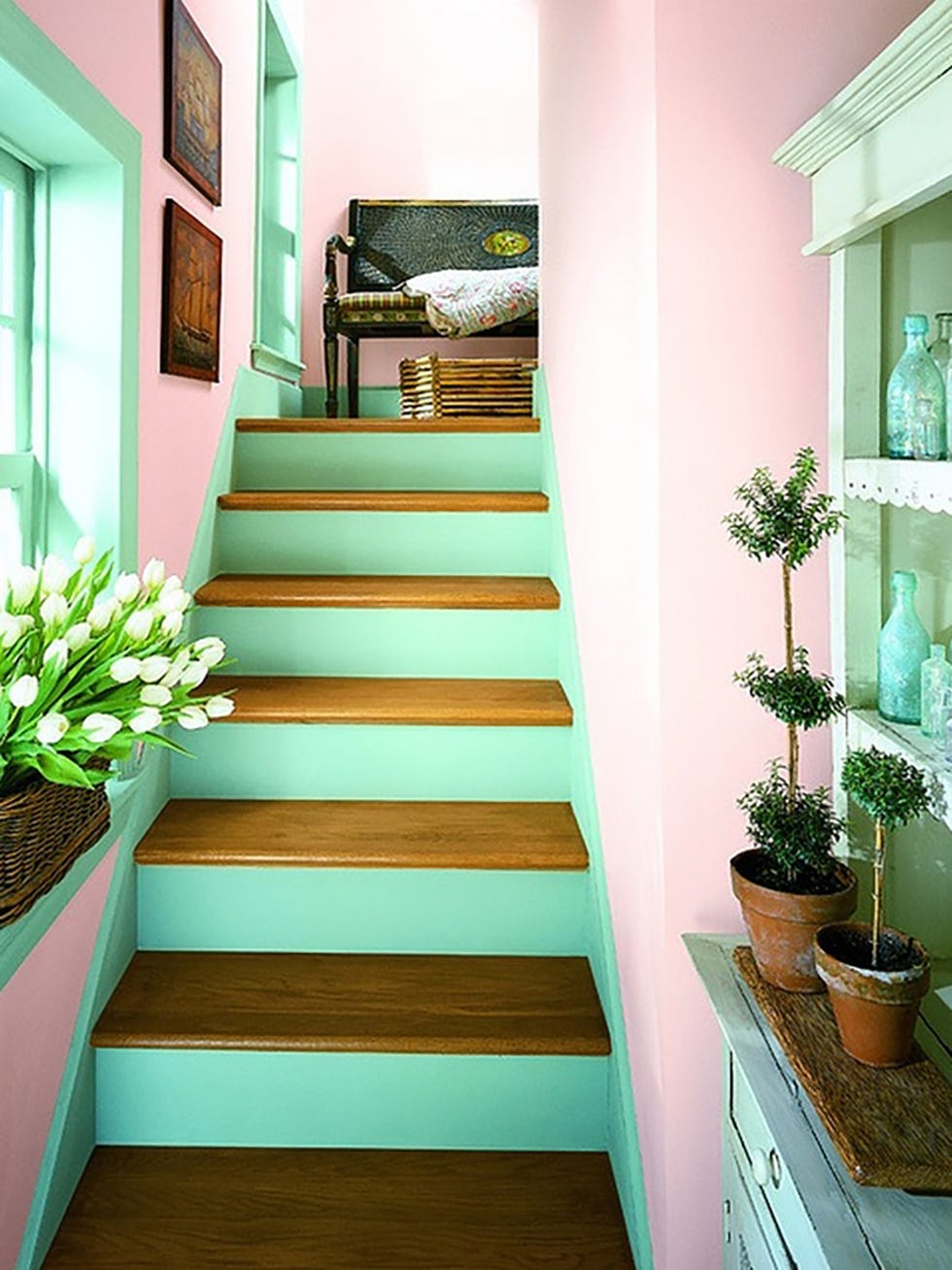 Green, Stairs, Room, Turquoise, Property, Floor, Interior design, Aqua, Building, Home, 