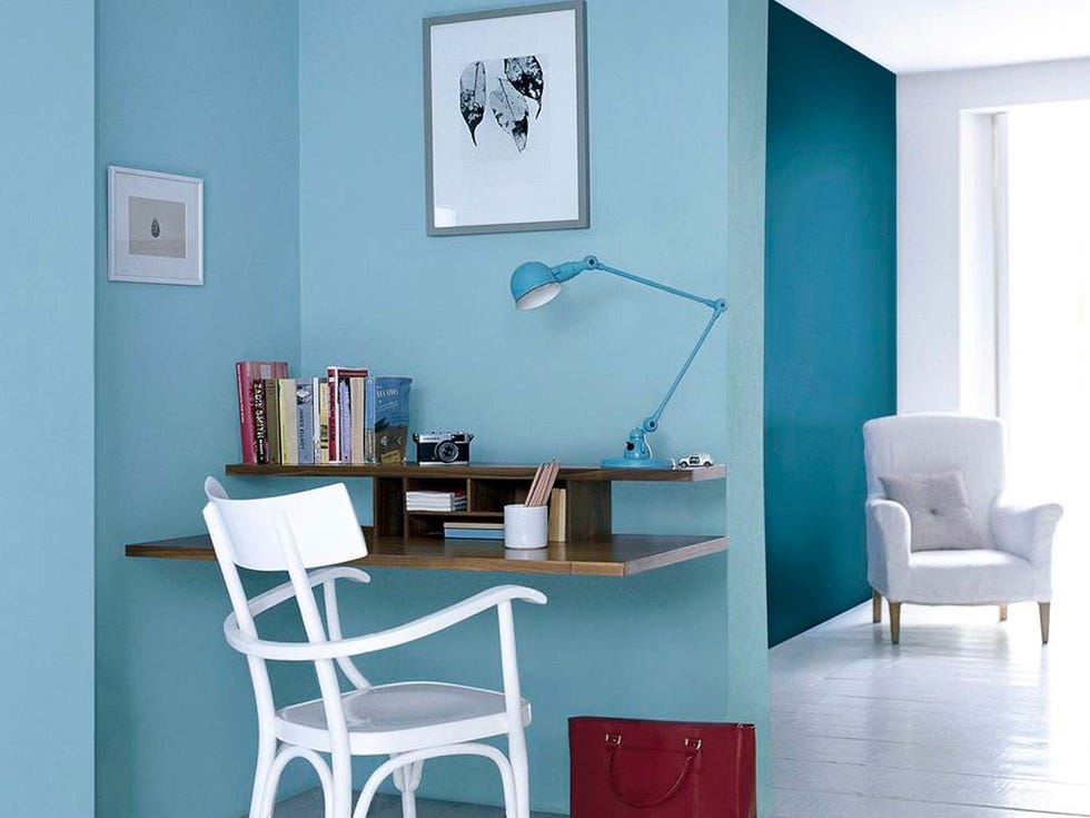 Blue, Room, Wood, Interior design, Furniture, Wall, Floor, Teal, Turquoise, Chair, 