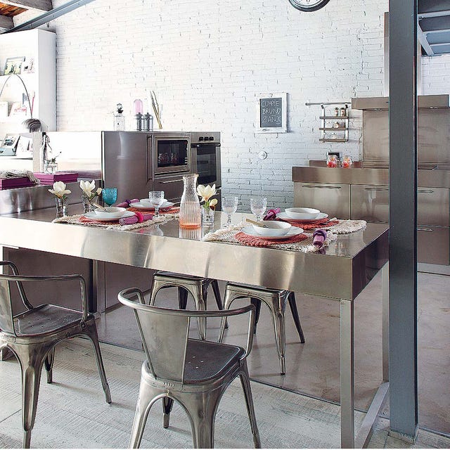 Room, Interior design, Table, Furniture, Glass, Grey, Chair, Home accessories, Wall clock, Interior design, 