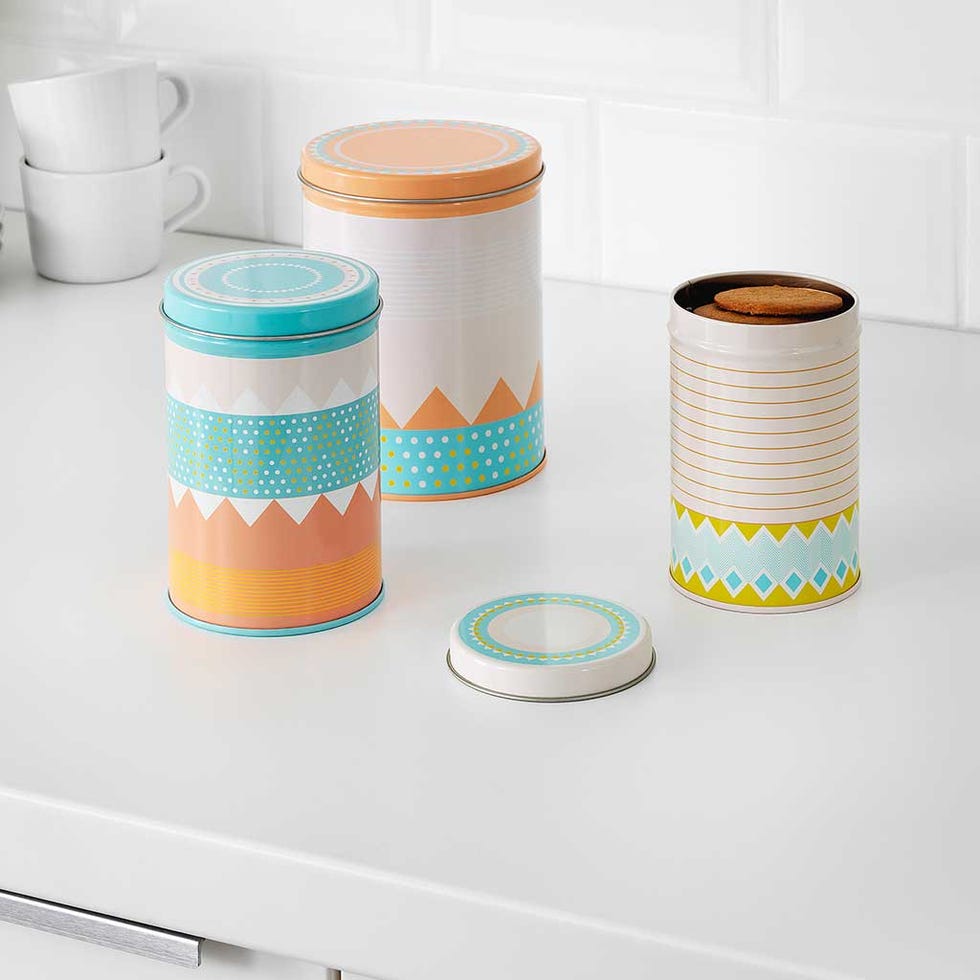 Orange, Food storage containers, Yellow, Mason jar, Turquoise, Lid, Table, Cylinder, Circle, Masking tape, 